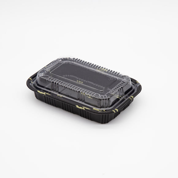 STI-807 Plastic PP Bento Box with Lid Black 110sets