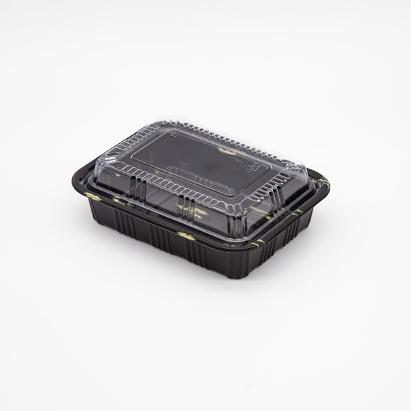 STI-810 Plastic PP Bento Box with Lid Black 110sets