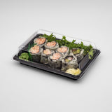 ST-3-008 Blue/Black PET Sushi Trays with Lids 100Sets