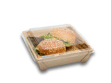 WBS-435 - 5" Square Wooden Container Togo Food Sushi Box Serving Trays 100sets