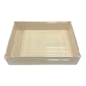 WDFB-145 - 7.5"x5.71" Foldable Rectangular Wooden Container Togo Food Sushi Box Serving Trays with Lids