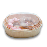 WBR-06 - 6.8" Round Wooden Sushi Container Togo Food Box with Lid