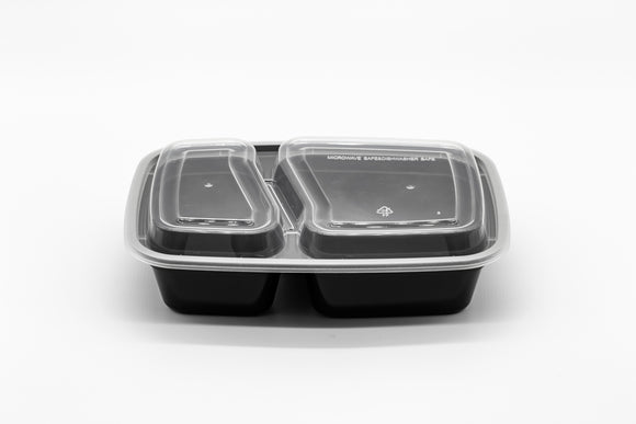 32oz  2 compartments Rectangular Plastic Microwaveable Food Container 150 sets/cs