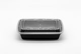24oz Rectangular Plastic Microwaveable Food Container 150 sets/cs