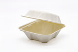 6"x 6"x 3" Clamshell Fiber Pulp Lunch Bento Box Container 100sets