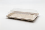 ST-6G Wheat Straw Take Out Rectangle Sushi Container with Clear Lid 100sets