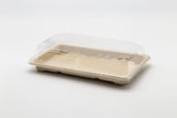 ST-5G Fiber Pulp Take Out Rectangle Sushi Container with Clear Lid 100sets