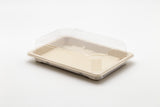 ST-4G Fiber Pulp Take Out Rectangle Sushi Container with Clear Lid 100sets
