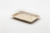 ST-3G Fiber Pulp Take Out Rectangle Sushi Container with Clear Lid 100sets