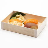 WDFB-120 - 6.5"x 4.72" Foldable Rectangular Wooden Container Togo Food Sushi Box Serving Trays with Lids