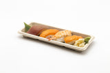 ST-2G Fiber Pulp Take Out Rectangle Sushi Container with Clear Lid 100sets