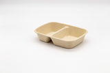 8.8”x6.3”x1.8” Two compartments Fiber Pulp Food Container Lunch Bento Box  100sets
