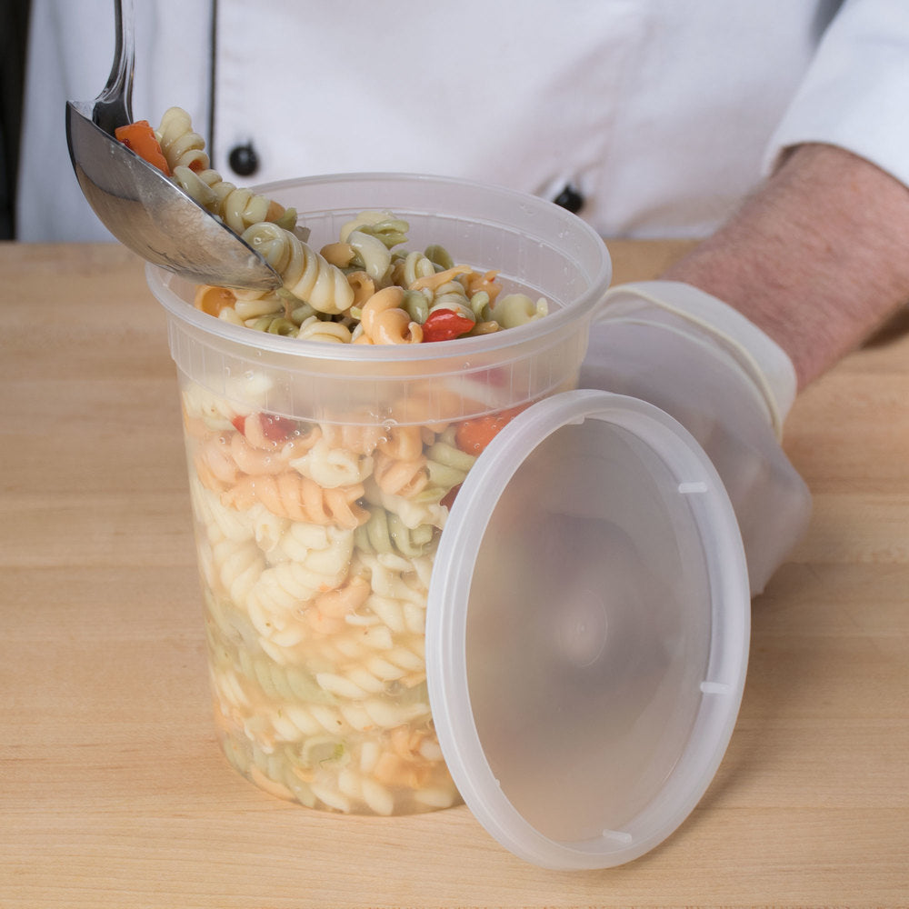 32 oz Round Deli Food/Soup Storage Containers w/ Lids Microwavable Clear  Plastic