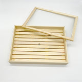 Wooden Sushi Neta Box with Clear Lid 14.75" x 11.5" x 2.25"