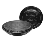 20/pack Heavy Duty Disposable Round Serving Trays Party Platter with Clear Lids 15"