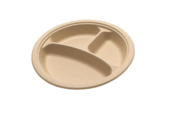 10 inch Wheat Straw Heavy-Duty Disposable Plates 3 Compartments