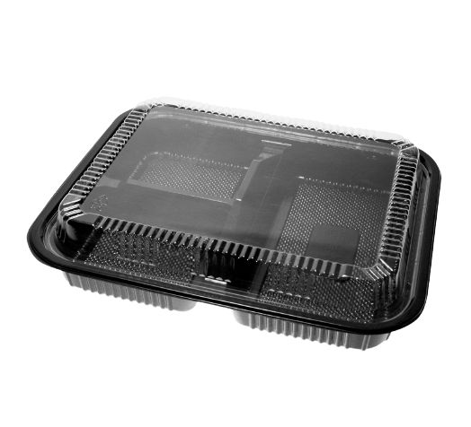 STI-304 3 Compartments PS Bento/Lunch Box Meal Prep Containers with Lids 252ets