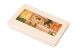 WBRT-228 - 11.5" x7" Wooden Sushi Container Togo Food Cake Sushi Box Grid Shape with lid 50sets