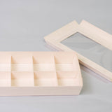 WBRT-228 - 11.5" x7" Wooden Sushi Container Togo Food Cake Sushi Box Grid Shape with lid 50sets