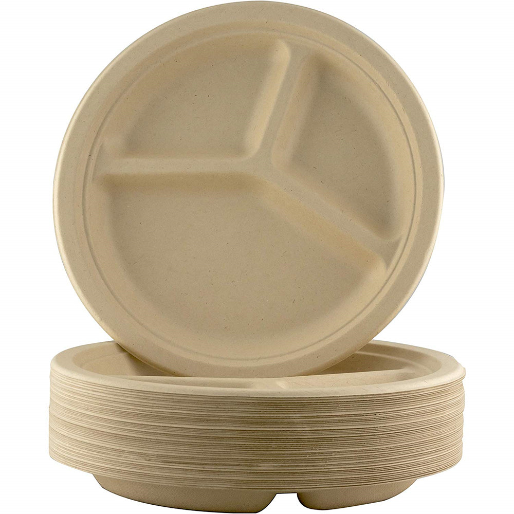 9 inch Wheat Straw Heavy-Duty Disposable Plates 3 Compartments 100sets – ST  International Supply Incorporated