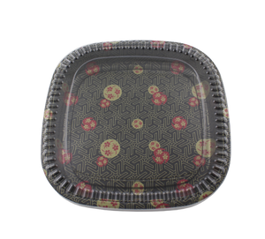 20/pack Sushi Square Sakura Pattern Party Trays with Lids 12'