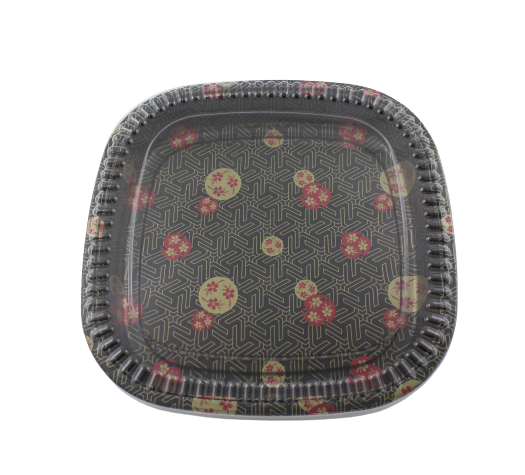 20/pack Sushi Square Sakura Pattern Party Trays with Lids 12'