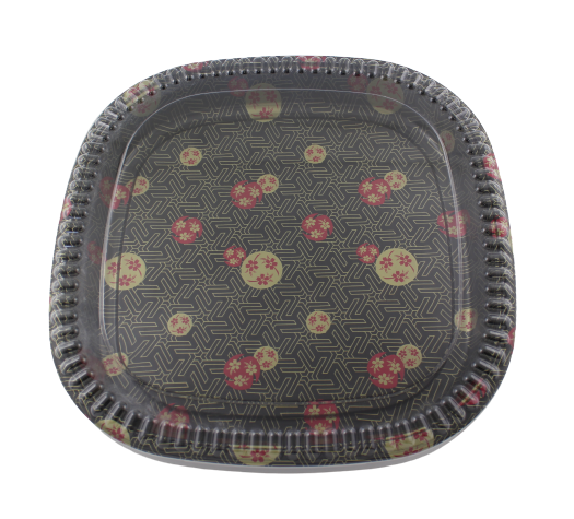 20/pack Sushi Square Sakura Pattern Party Trays with Lids 13