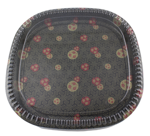 20/pack Sushi Square Sakura Pattern Party Trays with Lids 15"