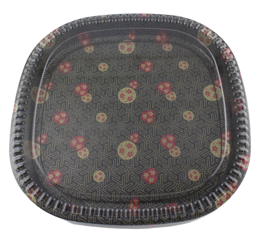 20/pack Sushi Square Sakura Pattern Party Trays with Lids 15