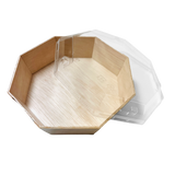 WBO-12  6" octagonal Wooden Sushi Container Togo Food Box with Lid
