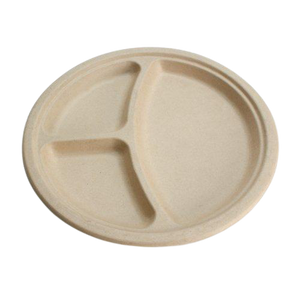 9 inch Wheat Straw Heavy-Duty Disposable Plates 3 Compartments 100sets