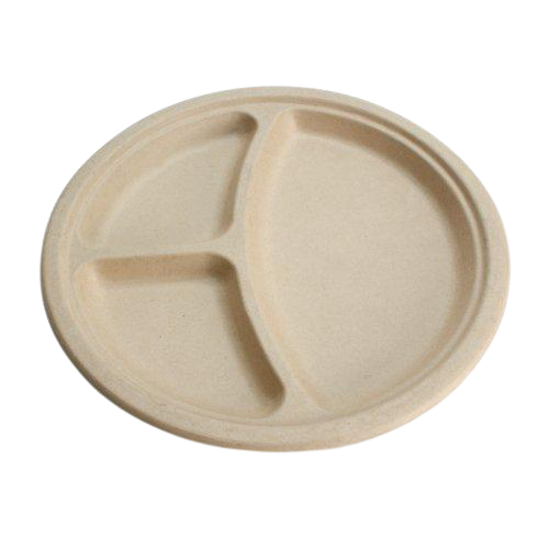 9 inch Wheat Straw Heavy-Duty Disposable Plates 3 Compartments 100sets