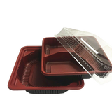 Take Out Square Lunch Bento Container with clear Lid 1/3-Compartment 6.5 x6.5"