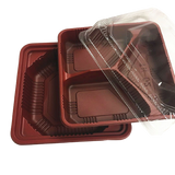 Take Out Square Lunch Bento Container with clear Lid 1/3-Compartment 6.5 x6.5"