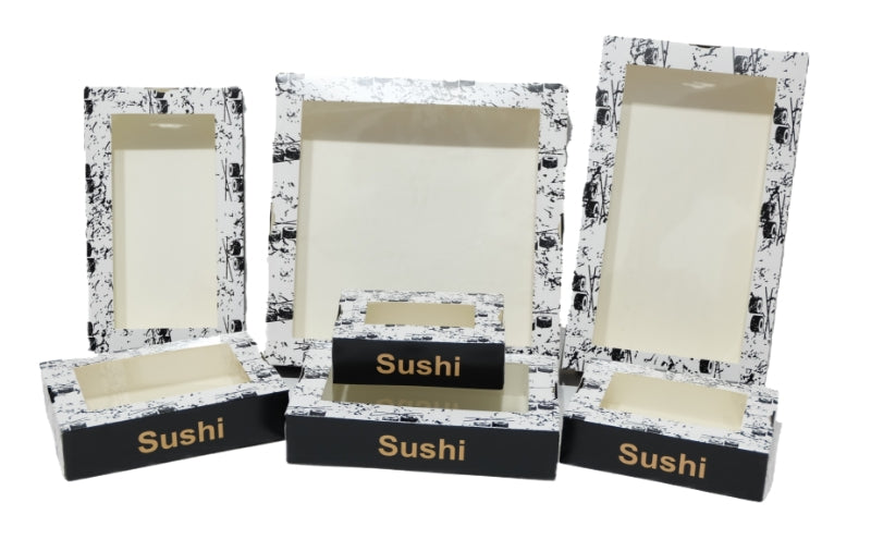 10.6 x 10.6 Paper Sushi Box w/ Anti Fog Window
