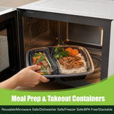 32oz  2 compartments Rectangular Plastic Microwaveable Food Container 150 sets/cs