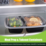 32oz  2 compartments Rectangular Plastic Microwaveable Food Container 150 sets/cs