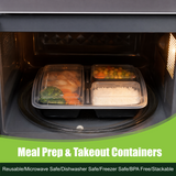 32oz  3 compartments Rectangular Plastic Microwaveable Food Container 150 sets/cs