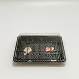 ST-3-008 Heavy Duty Sakura/Black Sushi Tray Out Tray With Clear Lid 100sets