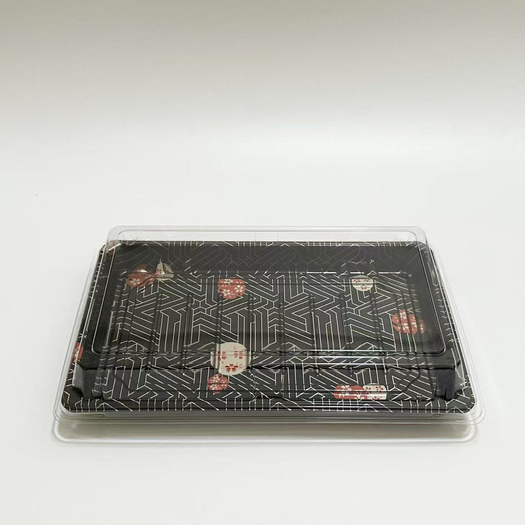 ST-6-020 Heavy Duty Sakura Sushi Containers Sushi Tray with Lid 100sets