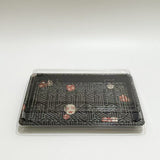 ST-6-020 9.6x6x1.8in Heavy Duty Blue/Black/Sakura PET Sushi Trays with Lids 100/200/400 Sets