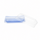 STI-20 Heavy Duty Blue Rectangle Sushi Sashimi PET Tray with Clear Lid 400sets
