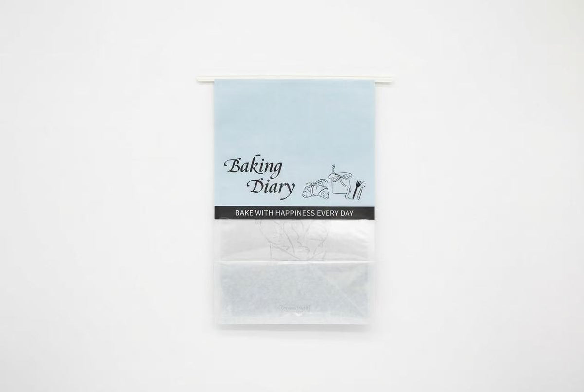 "Baking Diary" Series Tin-Tie Paper Bags – Soft Blue Bags with Display Window