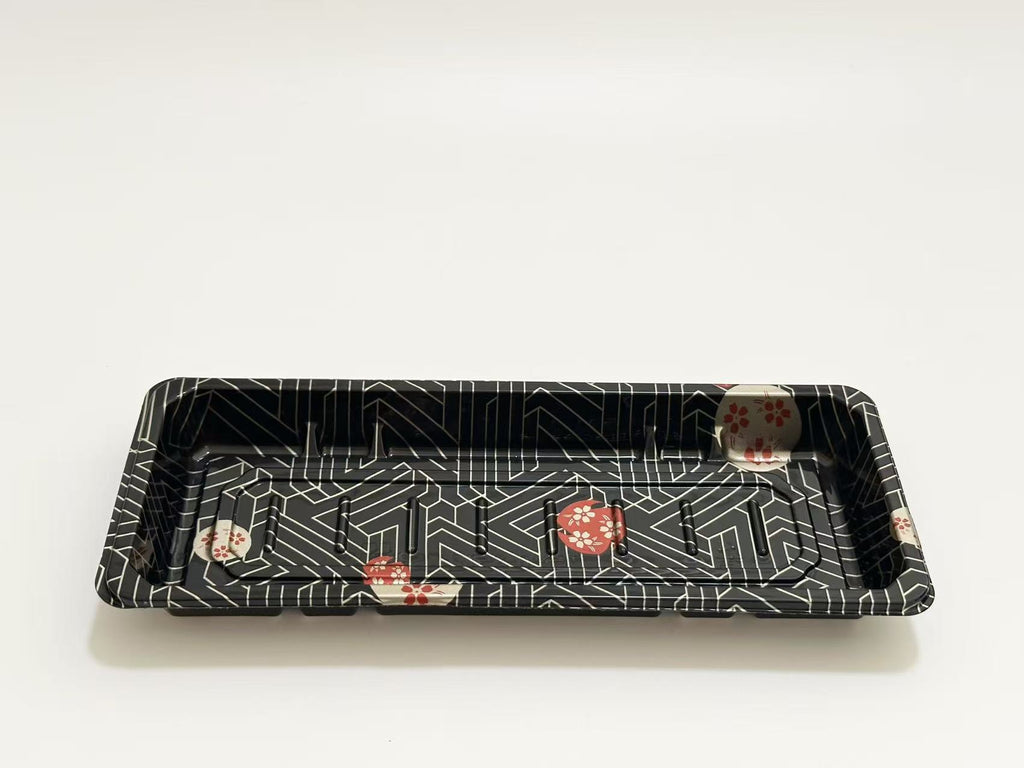 ST-2-001 Heavy Duty Sakura Sushi Rectangle Tray with Lid 100sets