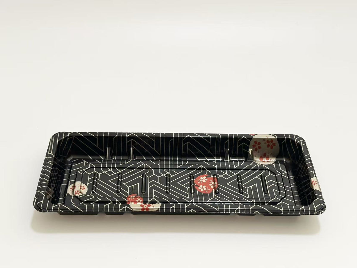 ST-2-001 Heavy Duty Sakura Sushi Rectangle Tray with Lid 100sets