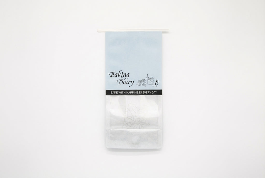"Baking Diary" Series Tin-Tie Paper Bags – Soft Blue Bags with Display Window