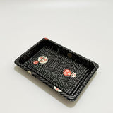 ST-3-008 Heavy Duty Sakura/Black Sushi Tray Out Tray With Clear Lid 100sets