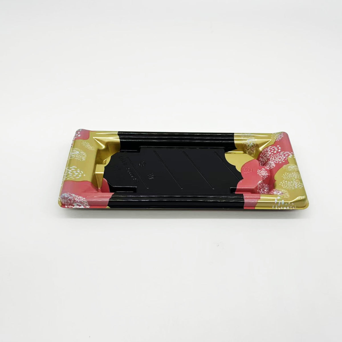 200 sets Red&Gold Pattern Base Sushi Tray with Clear Lid