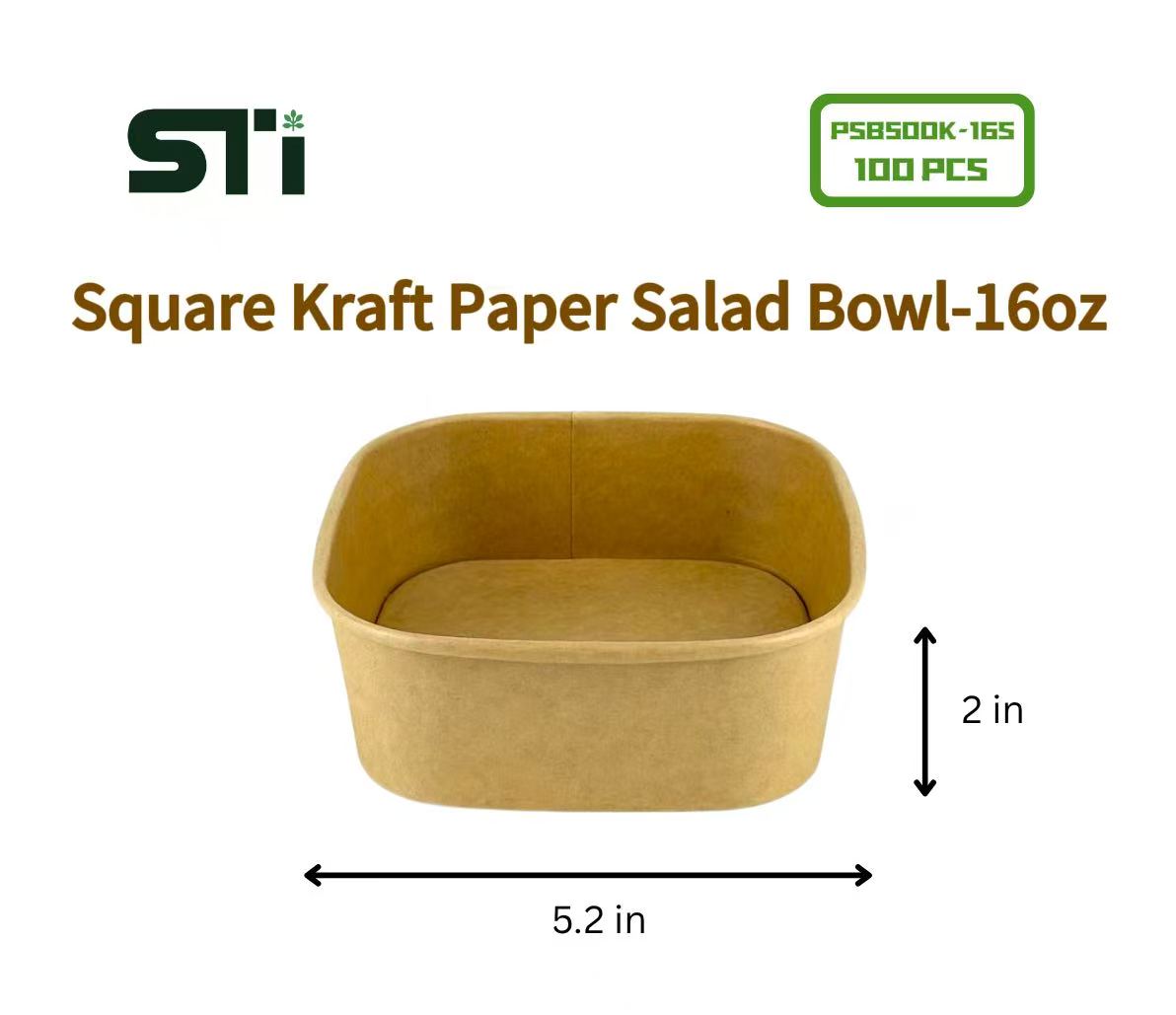 100pcs Square Kraft Paper Salad Bowl(16-48oz)Meal Prep Bowl.Lid Sold Separately