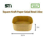 100pcs Square Kraft Paper Salad Bowl(16-48oz)Meal Prep Bowl.Lid Sold Separately
